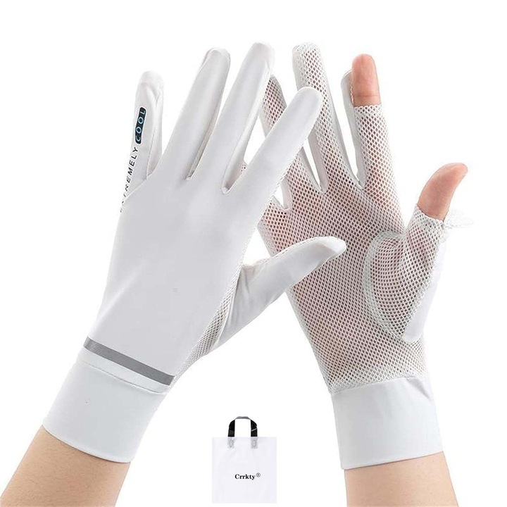 Crrkty sportkesztyű, fényvédő, gyorsan száradó, csúszásmentes, fehér, One Size