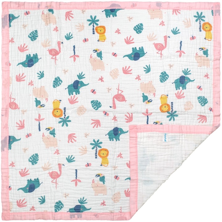 FizioTab® baba matrac, 6 rétegű muszlin, 110x110 cm, pamut, 0-5 éves korig, dzsungel