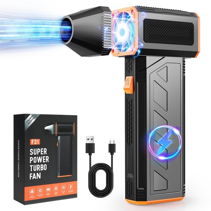 Aspirator electric Hrusitoo, 120000RPM, ventilator turbo puternic, portabil, pentru curatarea computerelor si masinilor