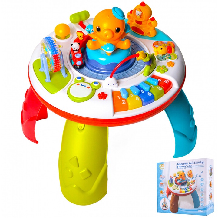 Masuta educationala interactiva cu functii multiple, cu lumini, sunete, Octopus Piano Choochoo, dimensiune 45 x 45 x 50 cm