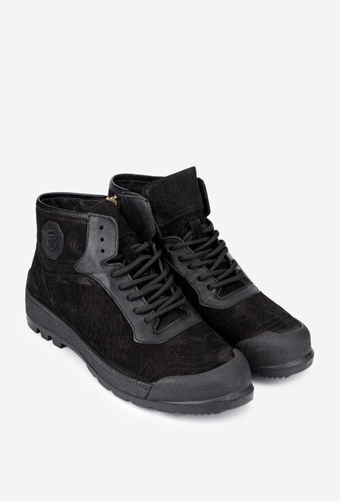 Ghete barbatesti din piele intoarsa neagra