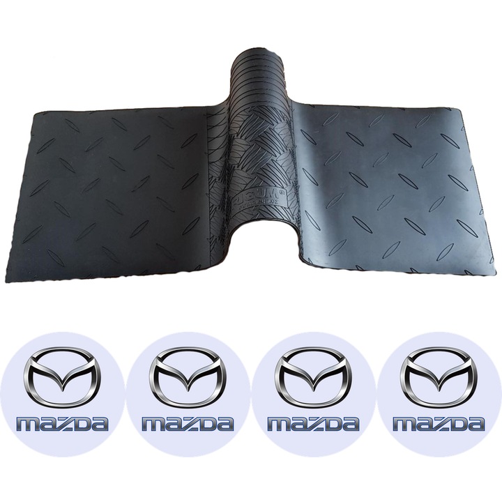 Covoras spate tunel median universal compatibil Mazda 6 I, Sedan, fabricatie 02.2002 - 2008 si 4 stickere auto Mazda