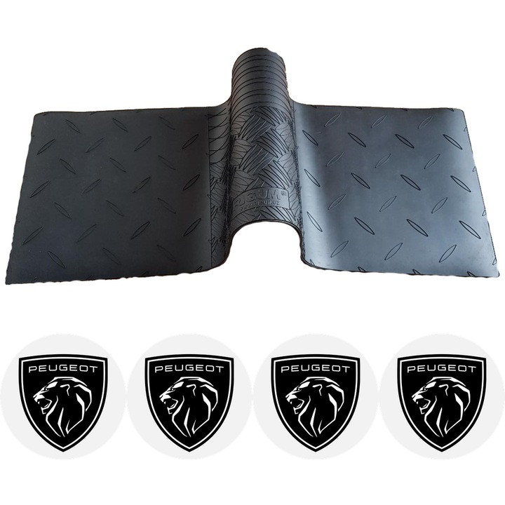 Covoras spate tunel median universal compatibil Peugeot 301, Sedan, fabricatie 02.2013 - prezent si 4 stickere auto Peugeot