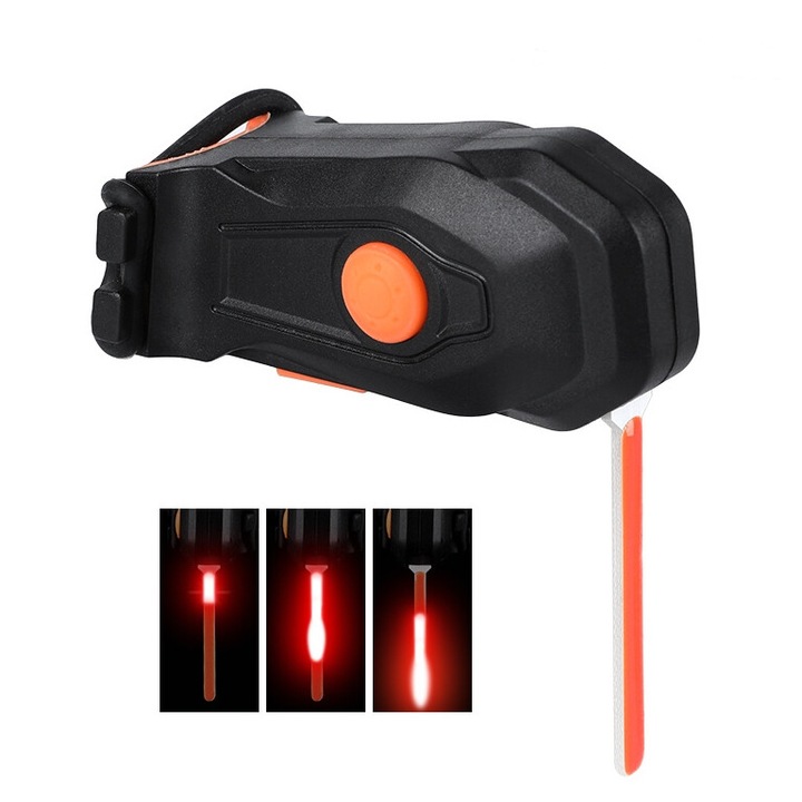 Lumina spate LED pentru bicicleta, Photondrop, reincarcabila, multiple moduri de iluminare, culoare rosie, dimensiuni compacte