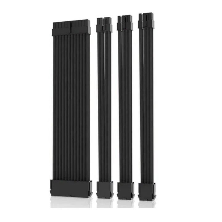 PC tápkábel készlet, 30 cm, 18 AWG, 24 Pin/8 Pin - 6+2 Pin / 8 Pin - 4 + 4 Pin, fekete