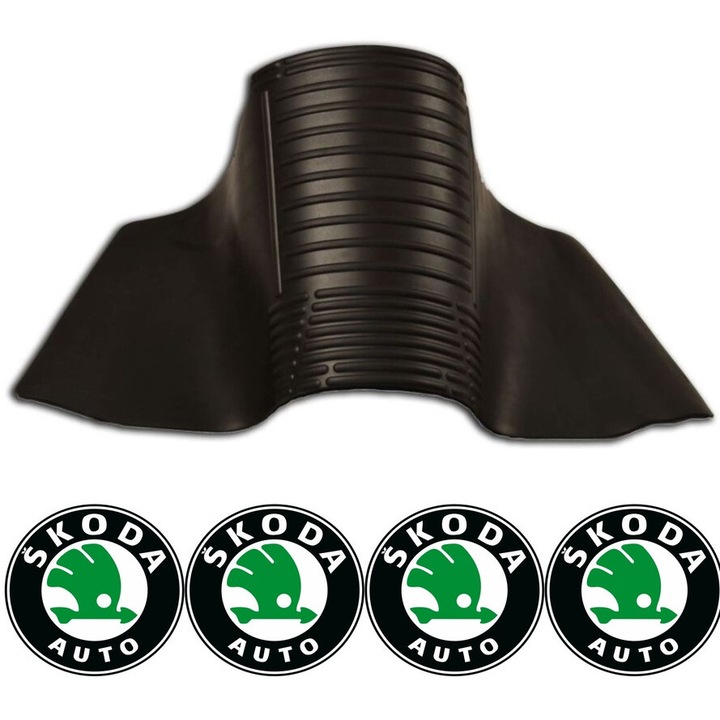 Covoras tunel median universal compatibil Skoda Fabia III, Hatchback, fabricatie 11.2014 - prezent si 4 stickere auto Skoda