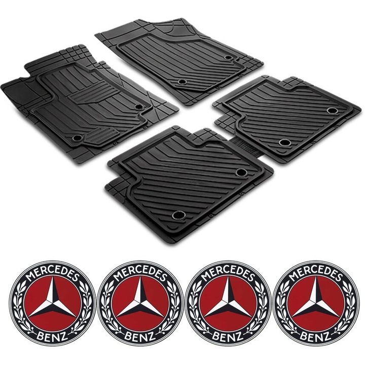 Set 5 covorase auto universale compatibile Mercedes Clasa E W211, Sedan, din 2002 - 02.2009, W210 si 4 stickere auto Mercedes