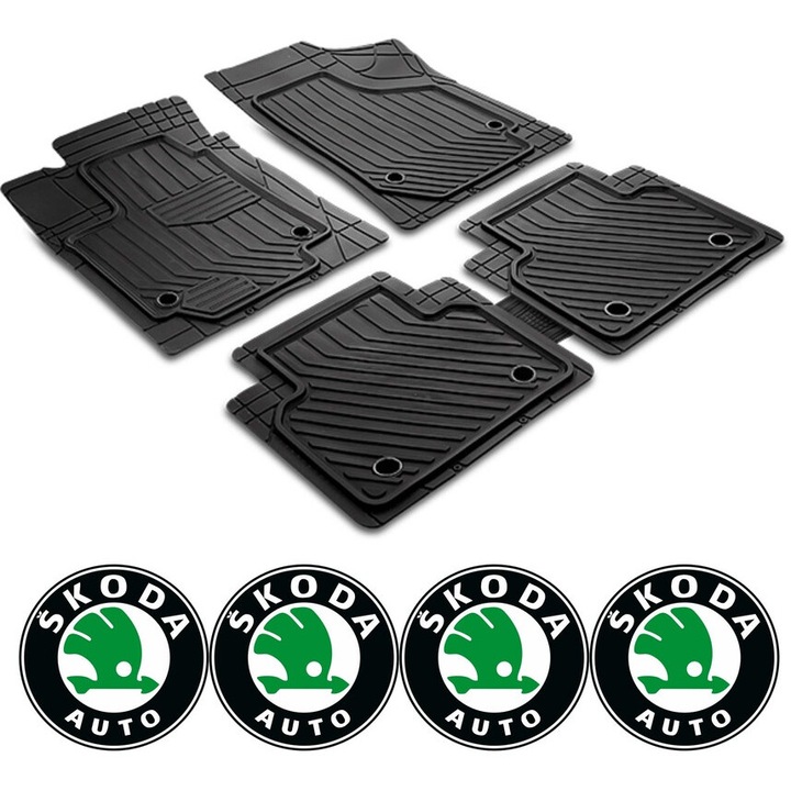Set 5 covorase auto universale compatibile Skoda Fabia I, Combi, din 2000 - 2007, 2 locuri si 4 stickere auto Skoda