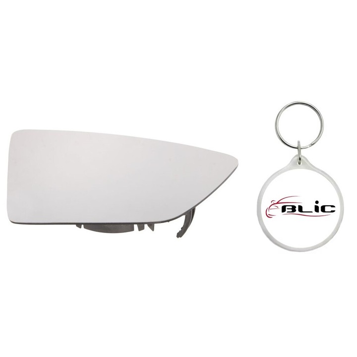 Set Sticla Oglinda Auto Retrovizoare Exterioara, Dreapta, Convexa, Incalzita, Crom, SEAT ARONA, IBIZA IV, IBIZA IV SC, IBIZA IV ST, IBIZA V, LEON, LEON SC, LEON ST, LEON ST/KOMBI, LEON/HATCHBACK 03.08- cu Breloc Personalizat "Blic"