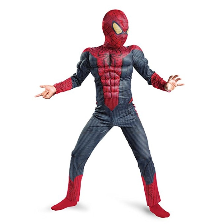 Costum Spiderman Deluxe cu muschi marimea S pentru copii de 110-120 cm