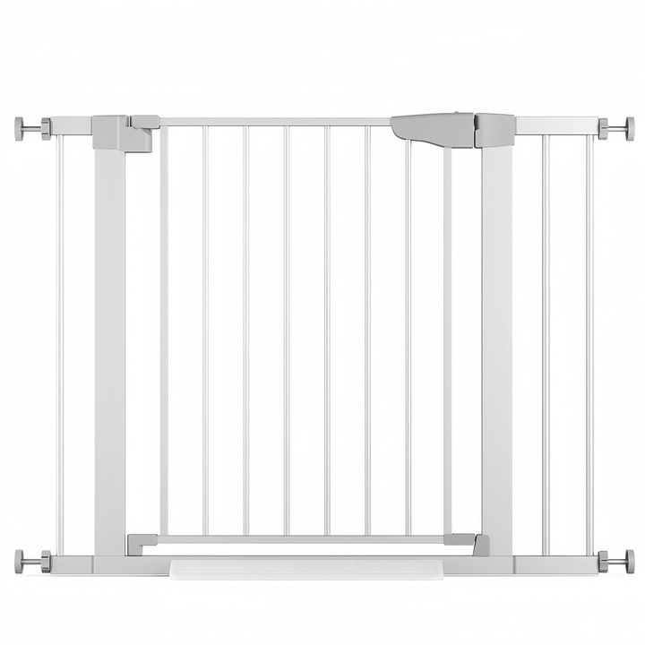 Предпазна врата, Wacorresi, защита за деца, регулируем размер 76-83 см, със 7 см удължител + 14 см удължител, двупосочно отваряне на вратата, супер издръжлив, автоматично затваряне, монтаж без дупки, за стълби или врати, бял