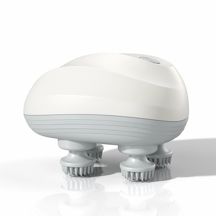 Aparat pentru masaj capilar, Qtenzivize, Masaj scalp, Capete din silicon, 3 Viteze, IPX7 rezistent la apa, Umed/Uscat, Wireless, Reincarcabil, Aparat masaj cap, Alb