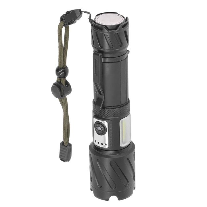 Водоустойчив USB презареждащ се фенер, 6 режима, червен и бял, за дома и къмпинга