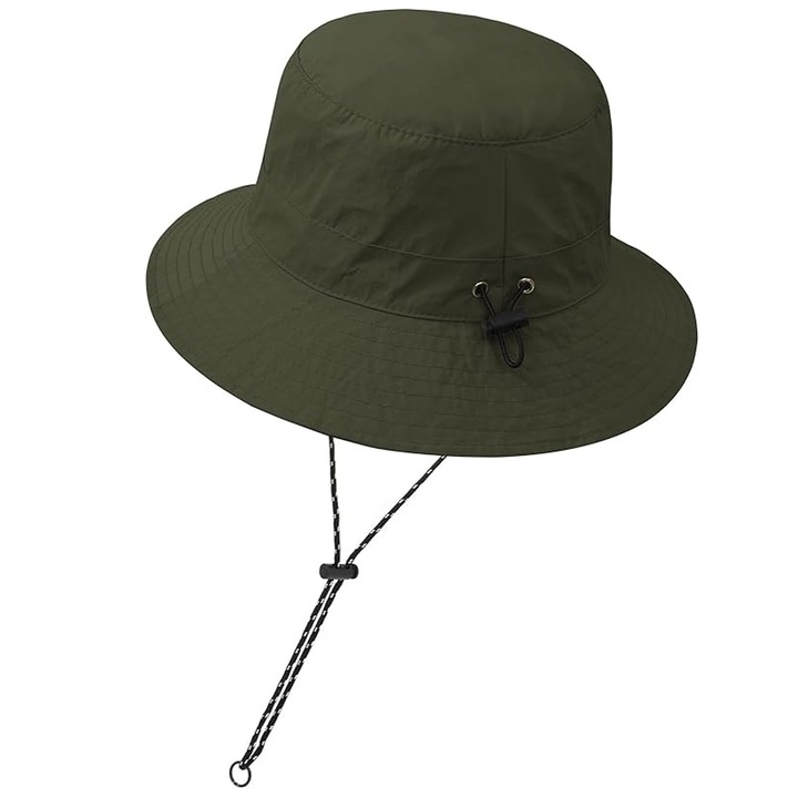 Palarie pescar impermeabila, Hggzeg, Ajustabila, Pliabila, Uscare rapida, Protectie solara, Usor si confortabil, Respirabil, Pentru camping, plaja, catarare, drumetii, Fibra de poliester, 56-58cm, Verde