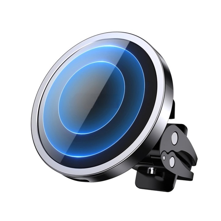 Mágneses telefontartó, Vezeték nélküli töltés 15W, MagFit kompatibilis, Fekete