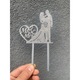 Decoratiune topper tort "Mr and Mrs, Mire si mireasa", indragostiti, tortul miresei 19 x 11 cm, argintiu cu sclipici