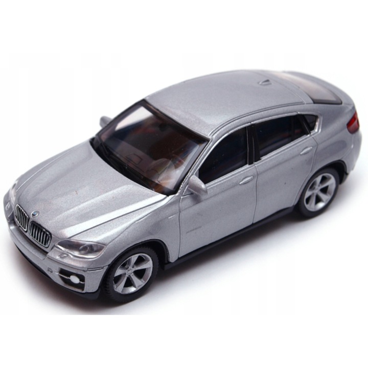 Welly BMW X6 Modell autó, fém/műanyag, 1:43, ezüst, 8cm