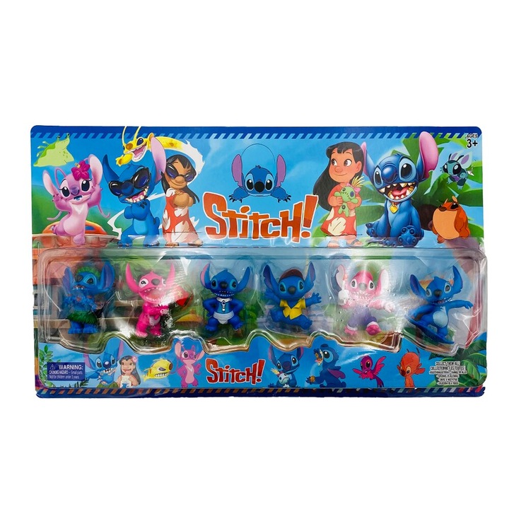 6 db Lilo & Stitch figura készlet, 7 cm, műanyag, 3+ év