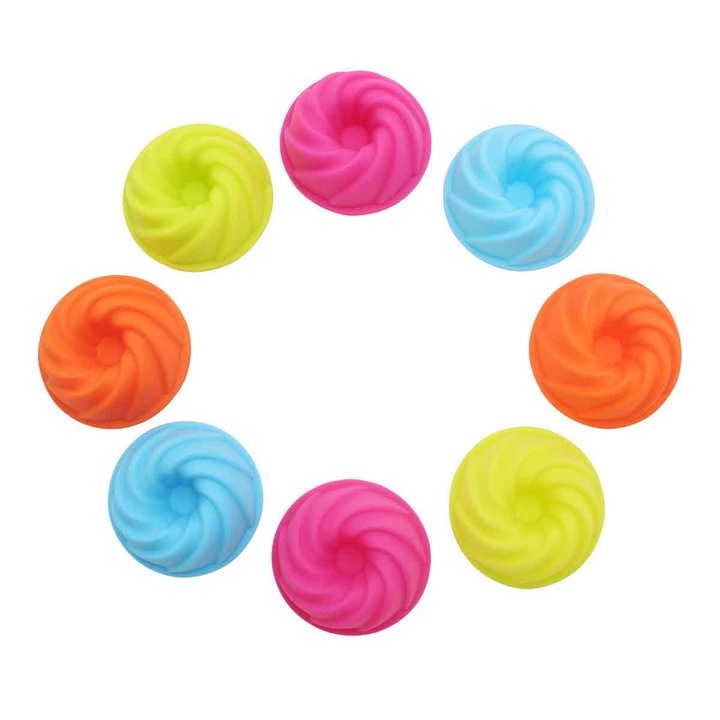 Комплект от 8 силиконови форми за мъфини, многоцветни