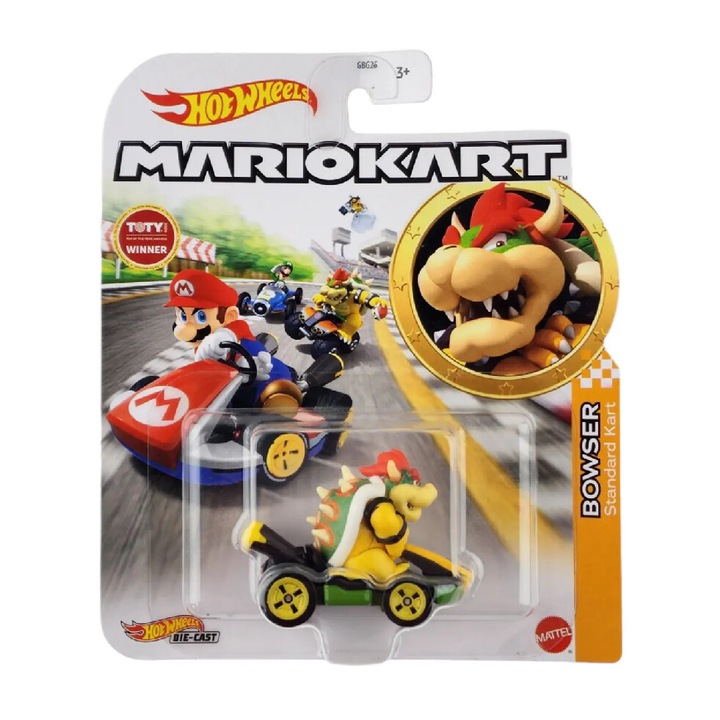 Hot Wheels Mario Kart Bowser Standard Kart Die-cast jármű (grn20)