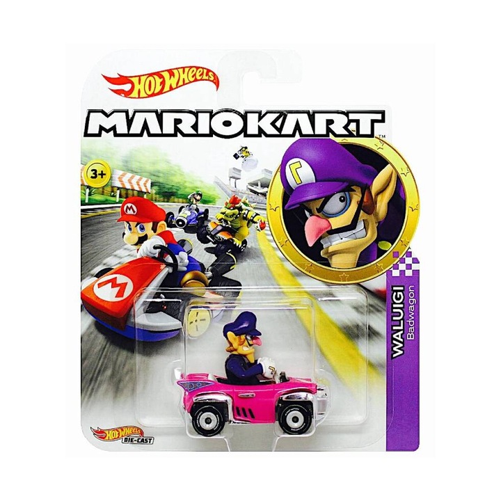 Masina Hot Wheels Mario Kart Waluigi Badwagon Die-cast (gjh54)
