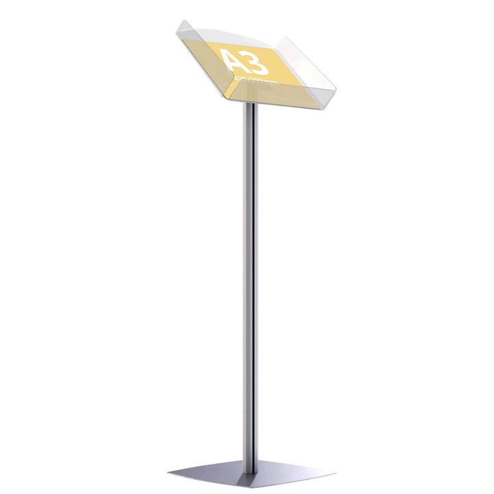 Suport cu picior pentru expunere pliante, reviste, brosuri, format A3 (297x420mm) Landscape, JJ DISPLAYS