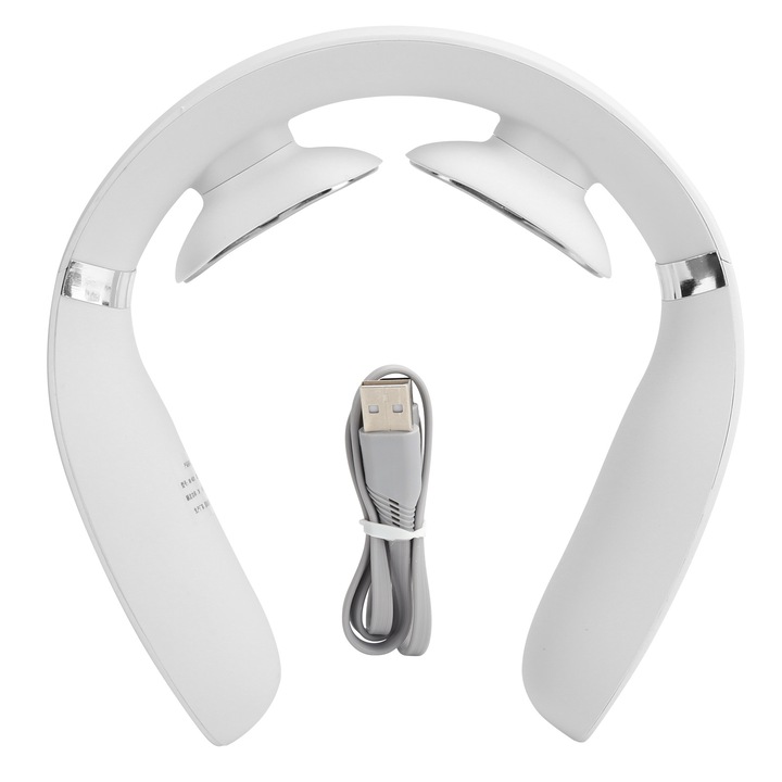 Aparat de masaj pentru gat, Cozevdnt, alb, 15x14x5cm, cu incalzire, USB
