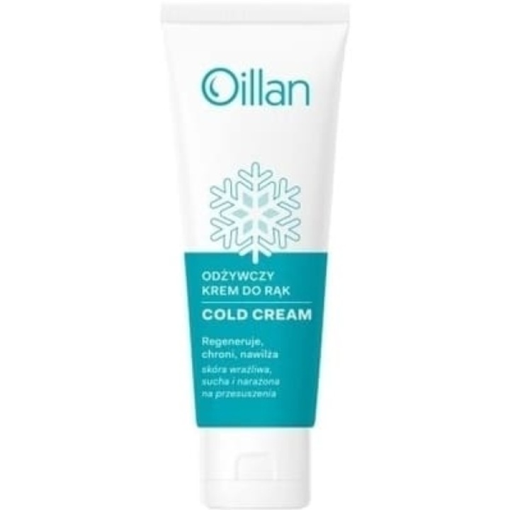Oillan Cold Cream tápláló kézkrém, 50 ml, ceramidokkal és E-vitaminnal, hipoallergén, érzékeny bőrre