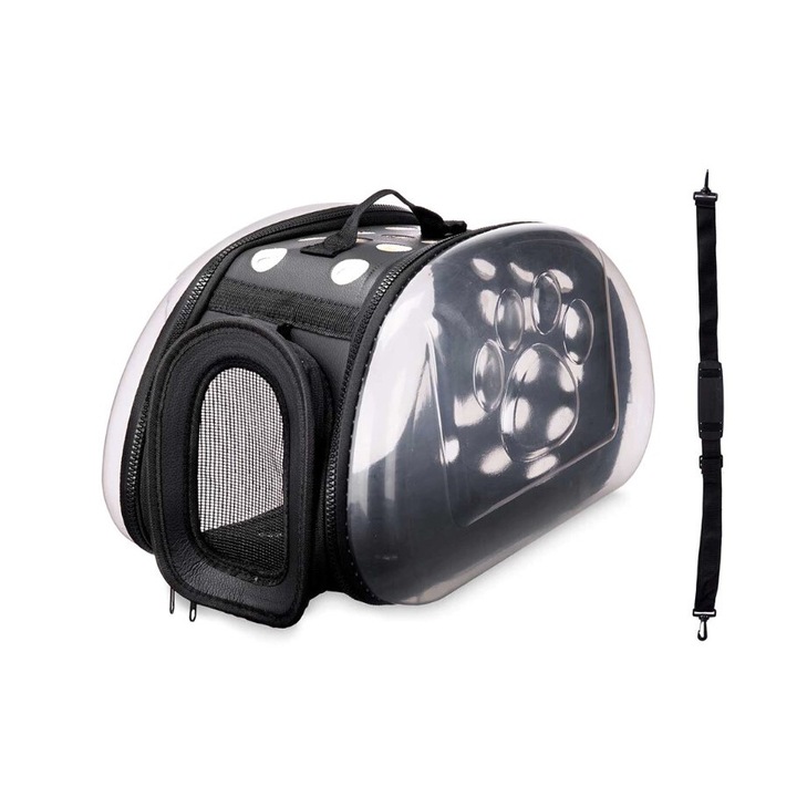 Szállítótáska kisállatoknak, átlátszó ablak, 43 x 20 x 33 cm, macska, kölyökkutya