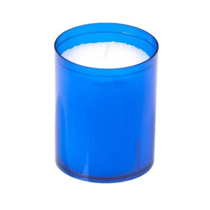 Hengeres gyertya kék műanyag tégelyben, Ø 5 cm xh 6,5 cm, 1 db