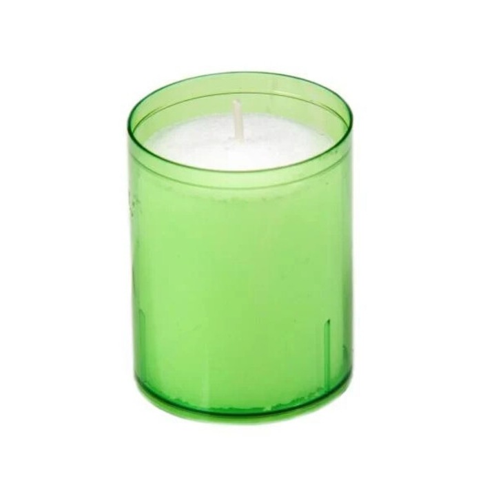 Hengeres gyertya kivi zöld műanyag tégelyben, 5 cm xh 6,5 cm, 1 db