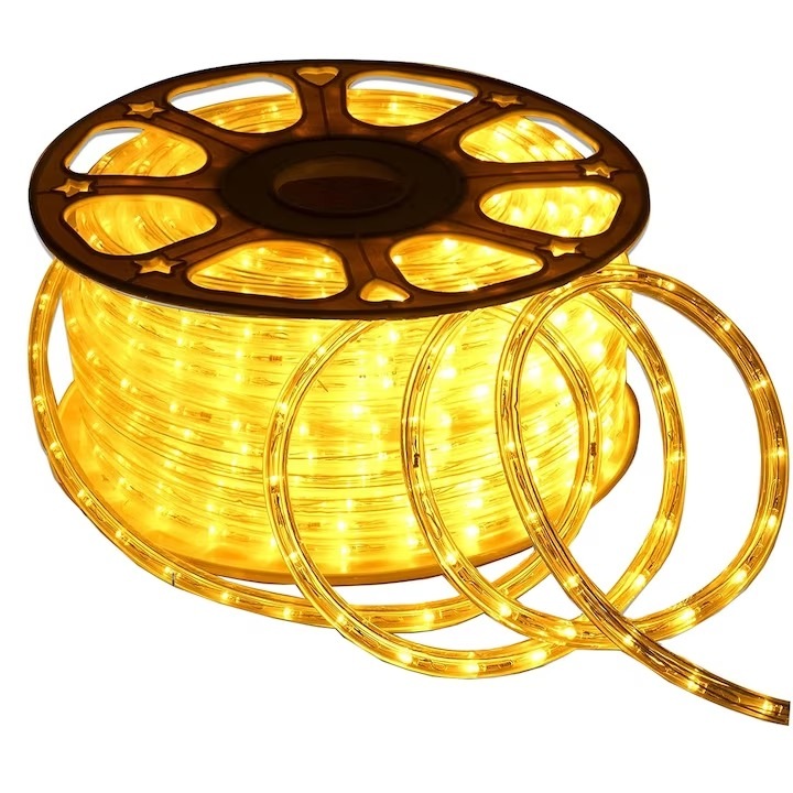 Instalatie de Craciun tip Furtun luminos Led, 1200 Leduri, Alb Cald, 50 m, alimentator inclus