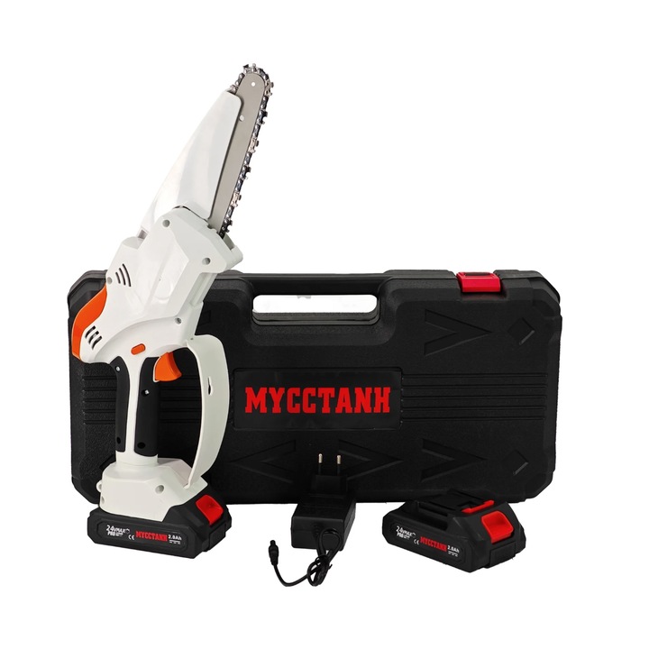 Mini láncfűrész 2 akkumulátorral DDT-MUSTANGG, 21 V, 2 Ah, penge és lánc 6" - DDT