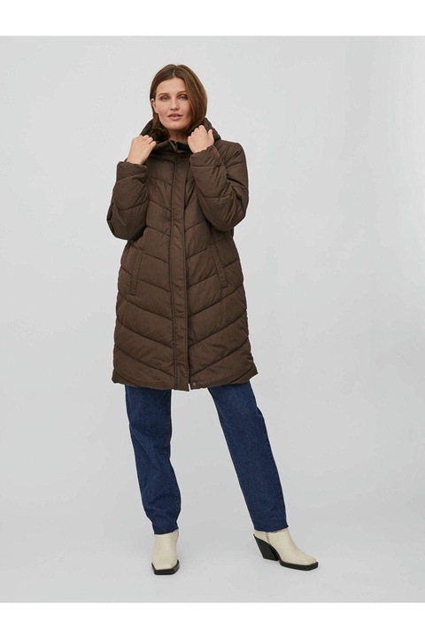 Geaca lunga matlasata cu gluga Viphilipa, Maro