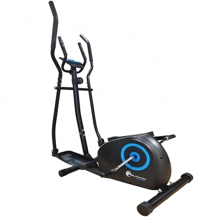 Bicicleta magnetica eliptica FitTronic® Trainer 410E, design robust, greutate suportata 120 kg, volanta 7 kg, afisaj electronic