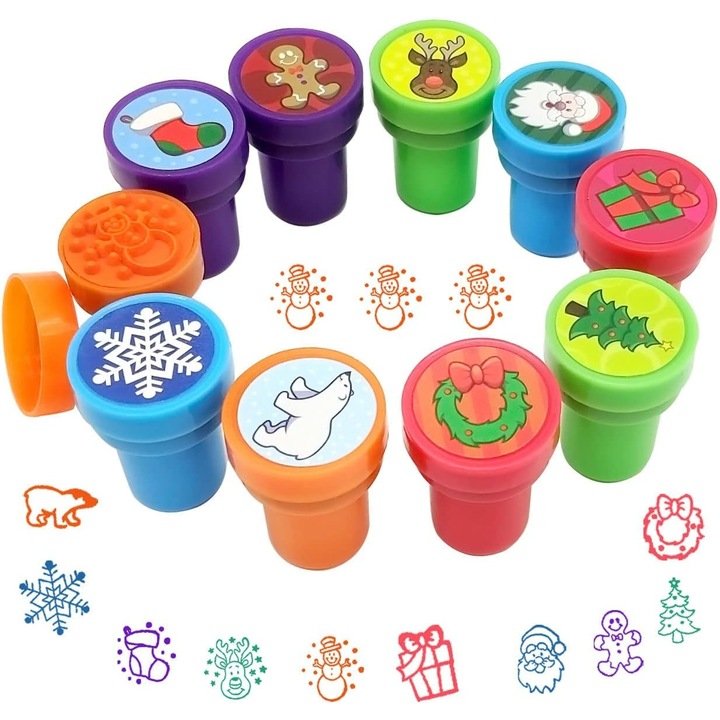 Stampile, Artmaker, Teme Festive, Desene Adorabile, Idee De Joaca Creativa, Rosu, Verde Deschis, Violet, Albastru, Portocaliu