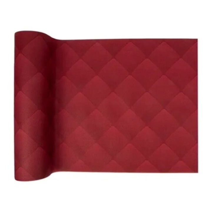 Fata de masa unica folosinta, visiniu, model cu romburi 40 cm x 24 m