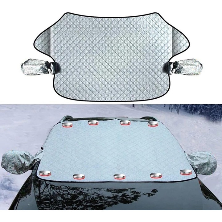 Магнитен сенник за предни стъкла и огледала RavenTAG, водоустойчив, за всички видове автомобили, за зимата и лятото, устойчив на замръзване, лесен за сглобяване, 143 x 122 см, сребрист