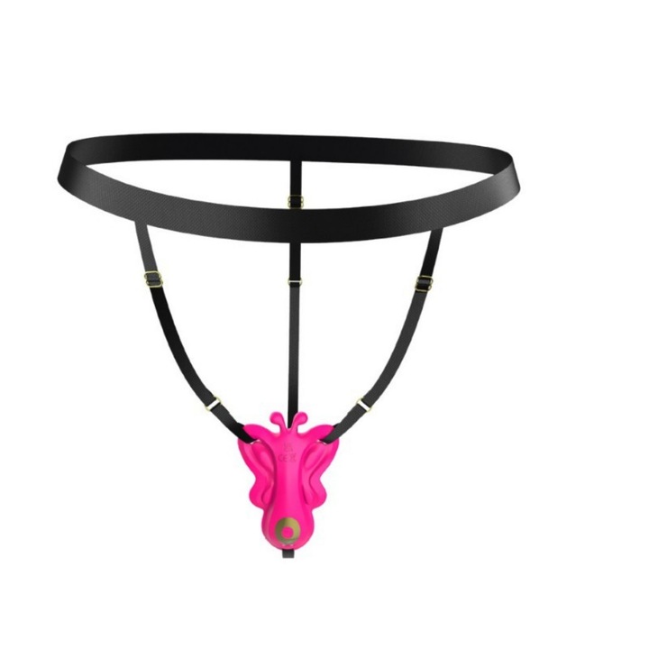 Hordozható vibrátor nőknek, rugalmas pánt, 9 vibrációs mód, ergonomikus kialakítás, vízálló, 10 cm, rózsaszín/fekete