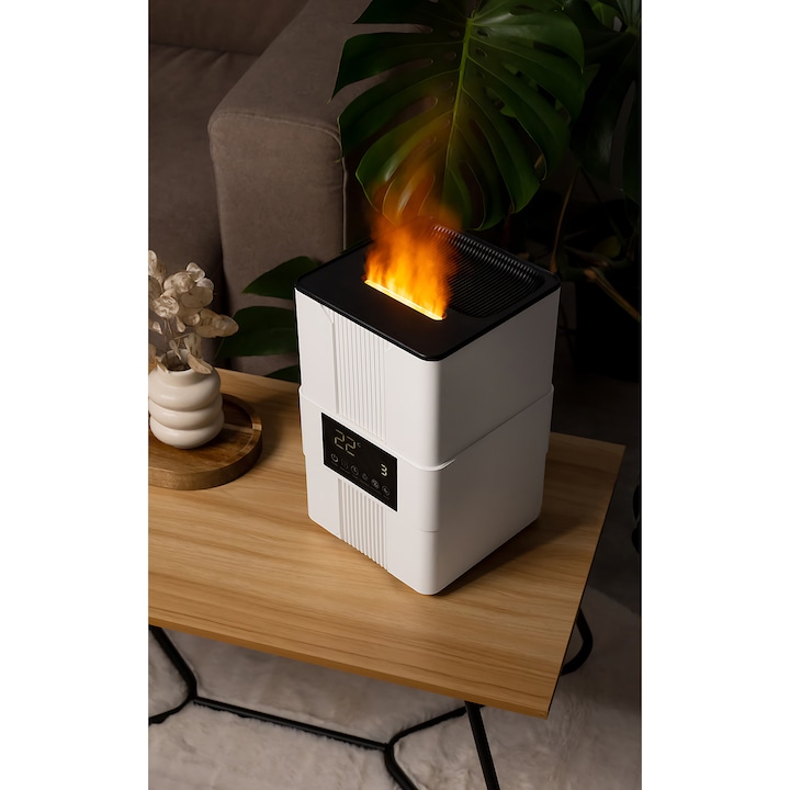 Umidificator de aer Ultrasonic Varma Aromaholik, Difuzor aromaterapie - 3.5L, LED, Inteligent, Telecomanda, Alb