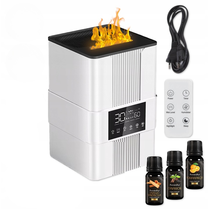 Ултразвуков овлажнител за въздух Varma Aromaholik, Ароматерапевтичен дифузер - 3.5L, LED, Smart, Дистанционно управление, Бял