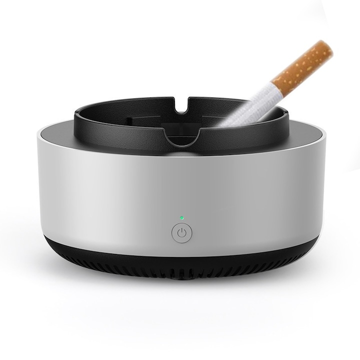 Scrumiera 2 in 1 cu Purificator de Aer, Design Special, Material Rezistent, Dimensiuni Compacte