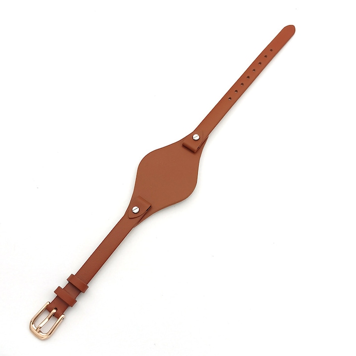 Каишка за часовник, AjieQaQ, естествена кожа, 8 мм, ширина 30 мм, система за затваряне с катарама, кафяв