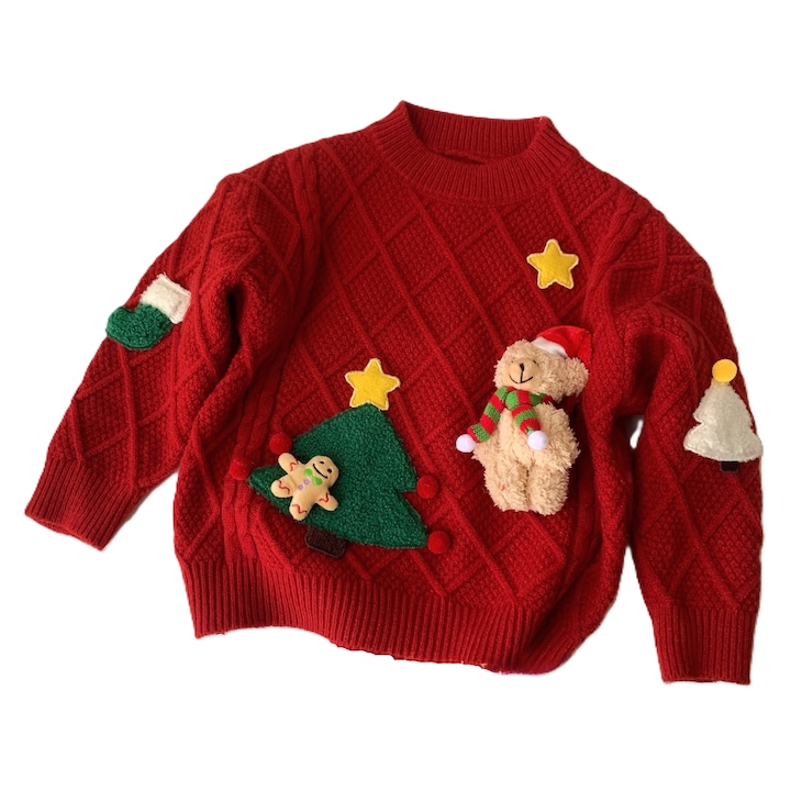 Gyermek karacsonyi puloverek, piros