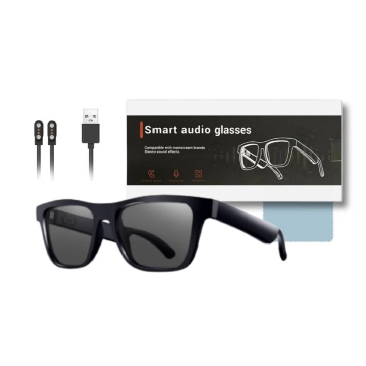 Ochelari de soare inteligenti, Bluetooth 5.0, sistem vocal inteligent ultra-usor, Impermeabil si rezistent la transpiratie
