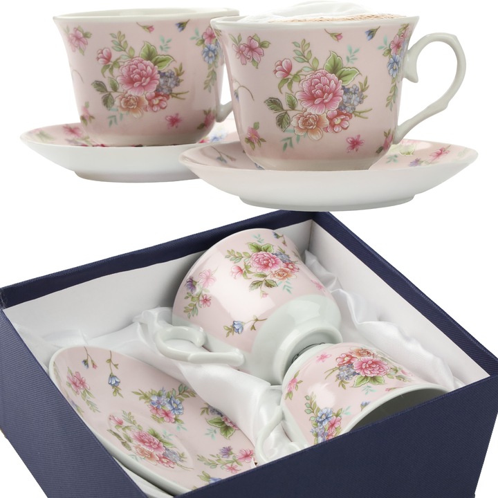 Set 2 cesti de cafea 250ml Fiore, Festa Italia, Portelan, Alb