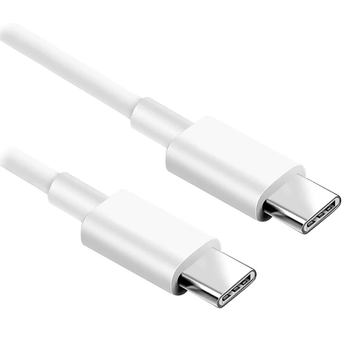 RiKbo USB C-USB C kábel, PVC, fehér, 20W, 3A, 1 méter