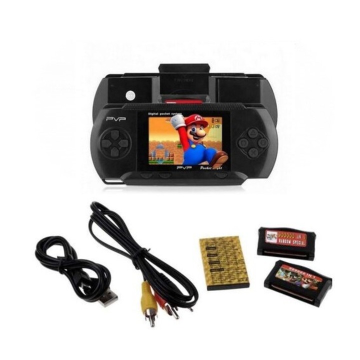 Consola Retro Jocuri Portabila Ecran 2.7 PVP Station cu 2 Card Jocuri