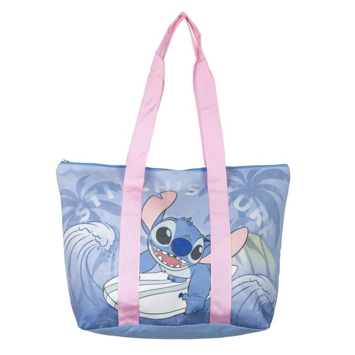 Geanta de plaja, Stitch, Poliester, Albastru
