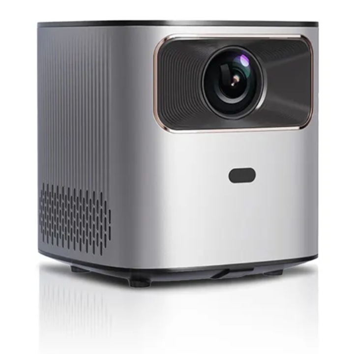 Видеопроектор Aokang AK-26 Smart LED Portable, 350 ANSI Lumens, 4K поддръжка, Android 9.0, WiFi, Bluetooth 5.0, контраст 1000:1, Netflix, Disney+, Youtube, Домашно кино, Сив